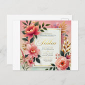 Blumenbeete, botanische Blume, Aquarelltöne Einladungspostkarte (Vorne/Hinten)