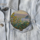 Blumenbeete in Vétheuil, impressionistische Landsc Button (Beispiel)