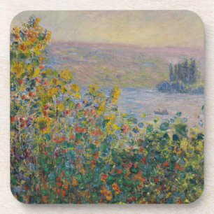 Blumenbeete in Vétheuil, impressionistische Landsc Getränkeuntersetzer