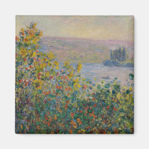 Blumenbeete in Vétheuil, impressionistische Landsc Magnet