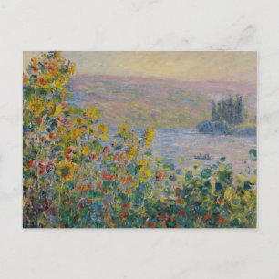 Blumenbeete in Vétheuil, impressionistische Landsc Postkarte