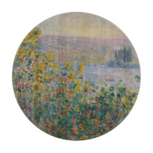 Blumenbeete in Vétheuil, impressionistische Landsc Schneidebrett