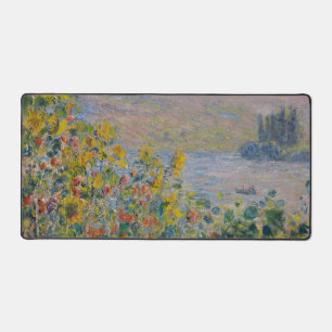 Blumenbeete in Vétheuil, impressionistische Landsc Schreibtischunterlage