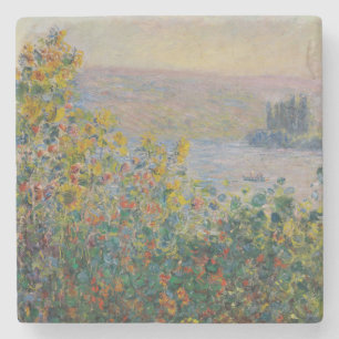Blumenbeete in Vétheuil, impressionistische Landsc Steinuntersetzer
