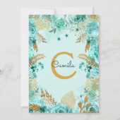 Blumenbeete Rose Aquamarine Blume Muster Quinceane Einladung (Rückseite)