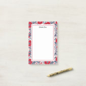 Blumenbeete rot und blau post-it klebezettel (Auf Schreibtisch)