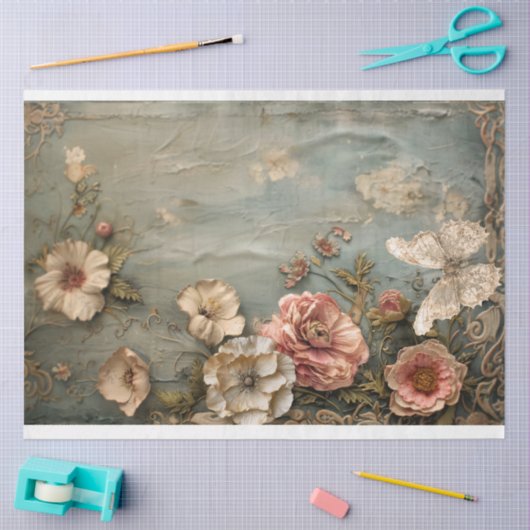 Blumenbeete, Spitzen-Schmetterling, trostlos blau Seidenpapier (Basteln)