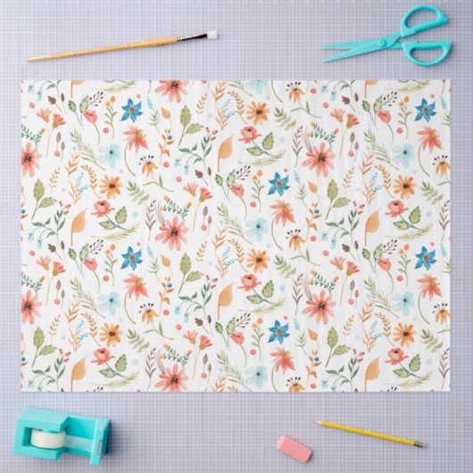 Blumenbeete Wildblumen fallen unter Grüne Wasserfa Seidenpapier (Basteln)