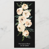 Blumenbeige auf dem Black Wedding Menu Menükarte (Rückseite)