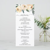 Blumenbeige auf weißem Hochzeitsmenü Menükarte (Stehend Vorderseite)