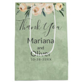 Blumenbeige Blush auf Grüne Hochzeit Mittlere Geschenktüte (Rückseite)