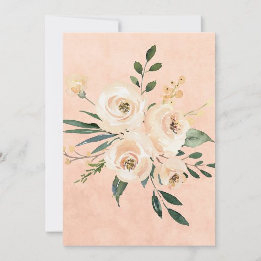 Blumenbeige Blush Gold auf rosa Hochzeit Einladung (Rückseite)