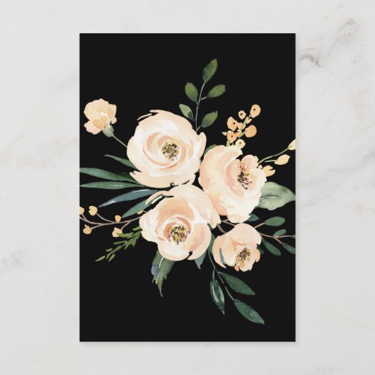 Blumenbeige Blush Gold auf schwarzen Hochzeiten De Begleitkarte (Rückseite)