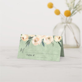 Blumenbeige Blush Sage Green Wedding Platzkarte