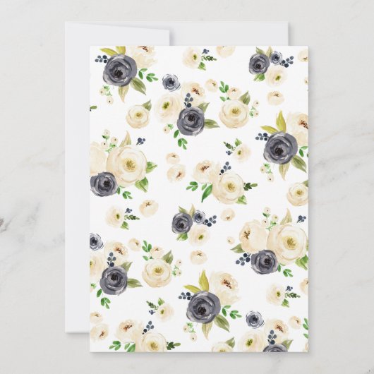 Blumenbeige Brautparty für Wasserfarbenpeonys Einladung (Rückseite)