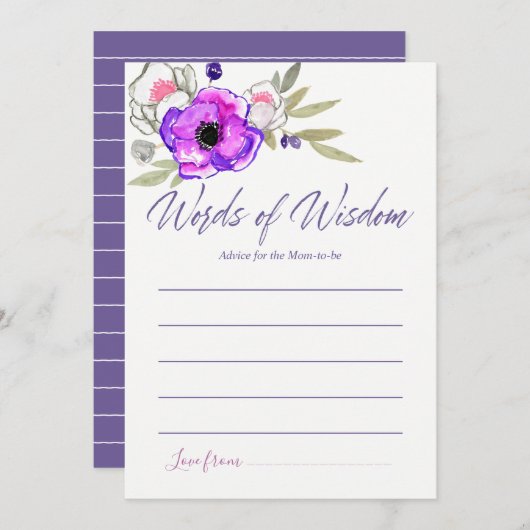 Blumenbeilage für Mama Babydusche Einladung (Vorne/Hinten)