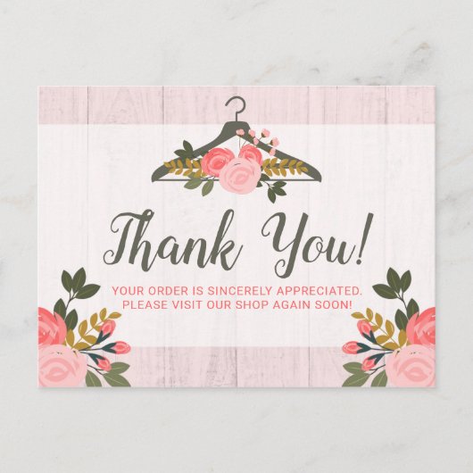 Blumenbekleidung Boutique Danke Postkarte (Vorderseite)