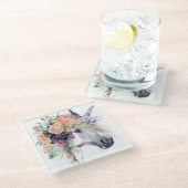 Blumenbekleidung Glasuntersetzer (Schrägansicht)