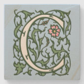 Blumenbeleuchteter Buchstabe C Steinuntersetzer (Vorderseite)