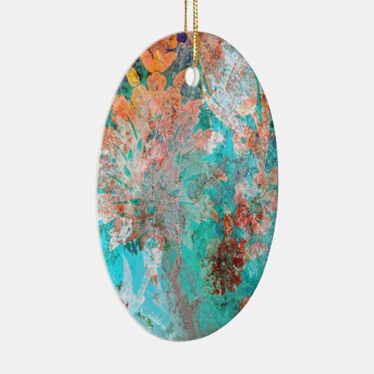 Blumenbemalung Keramik Ornament (Rechts)