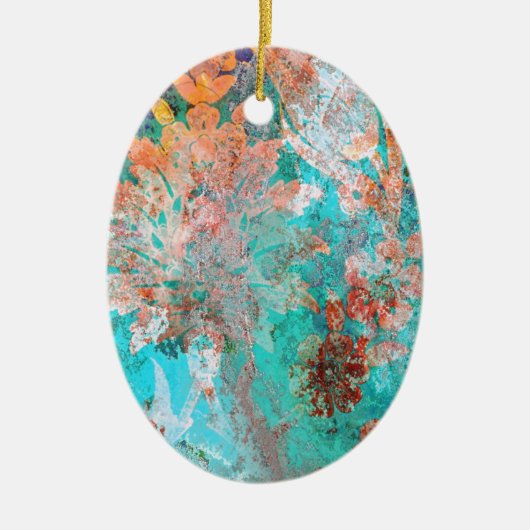 Blumenbemalung Keramik Ornament (Vorne)