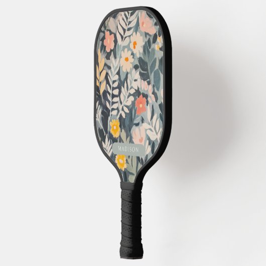 Blumenbemalung Personalisiert modern Pickleball Schläger (Links)