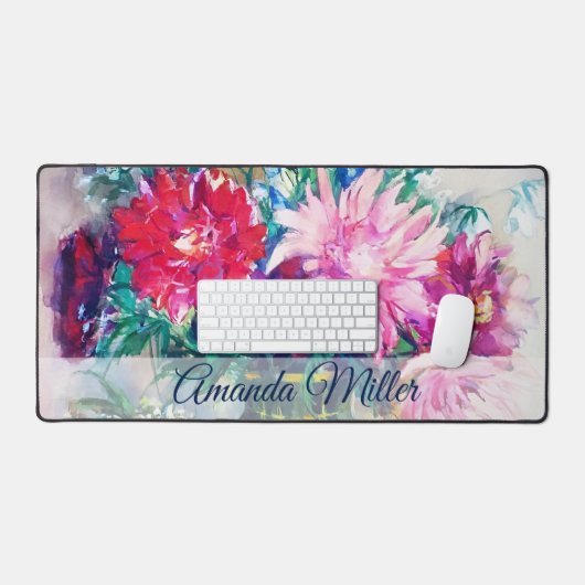 Blumenbemalung personalisiert schreibtischunterlage (Tastatur & Maus)