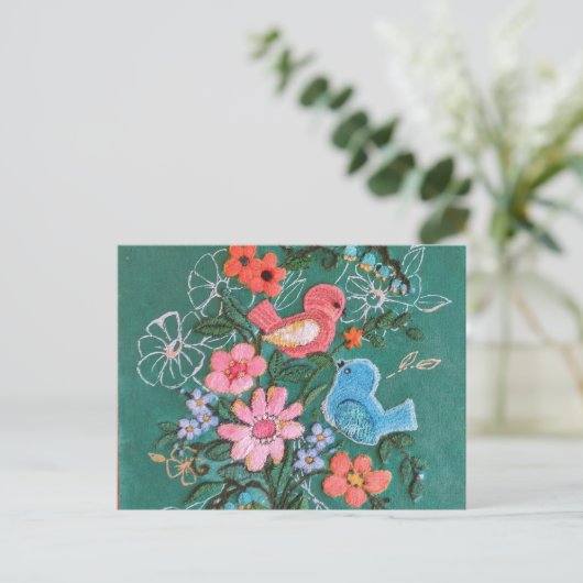 Blumenbemalung Postkarte (Stehend Vorderseite)