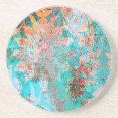 Blumenbemalung Sandstein Untersetzer (Vorne)