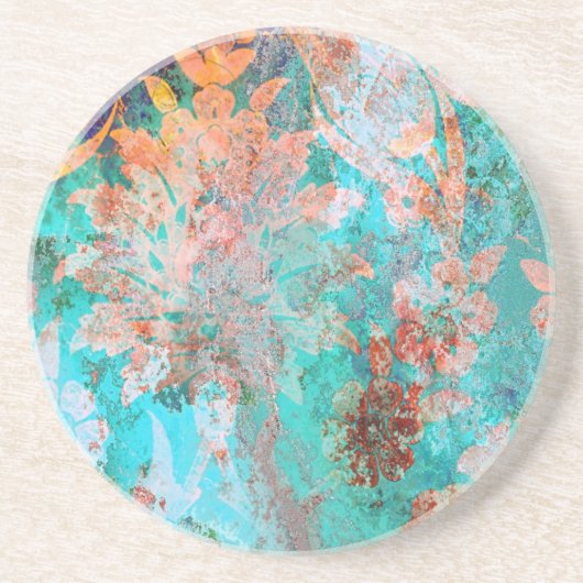 Blumenbemalung Sandstein Untersetzer (Vorne)