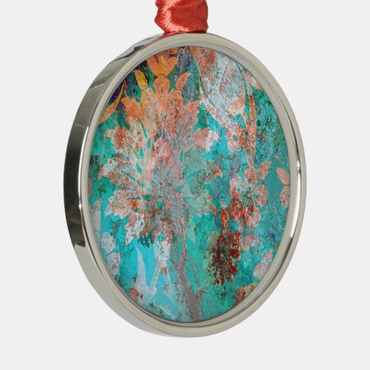 Blumenbemalung Silbernes Ornament (Rechts)