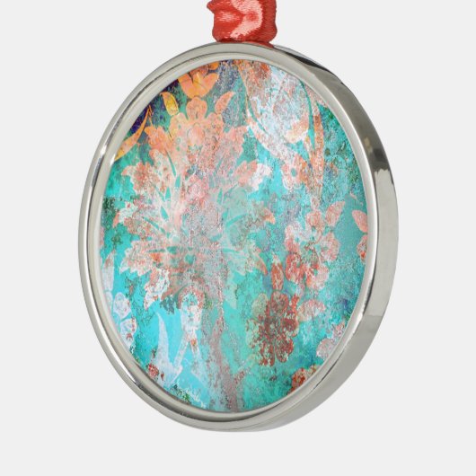 Blumenbemalung Silbernes Ornament (Links)