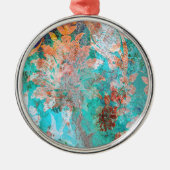 Blumenbemalung Silbernes Ornament (Vorne)