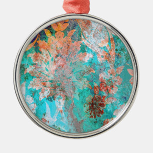 Blumenbemalung Silbernes Ornament