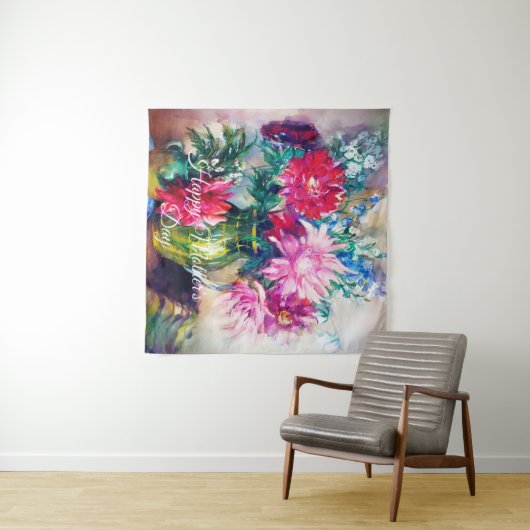 Blumenbemalung Wandteppich (Beispiel (Horizontal))