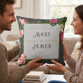 Blumenbenutzerdefinierter Text Hochzeitstil-Jubilä Kissen