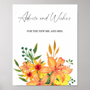 Blumenberater und Wünsche für Newlyweds Poster