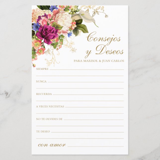 Blumenberatung und Spanischwünsche (Vorderseite)