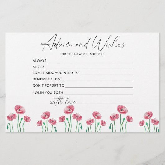 Blumenberatung und Wünsche Brautparty Briefpapier (Vorderseite)