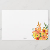 Blumenberatung und Wünsche Brautparty Briefpapier (Rückseite)