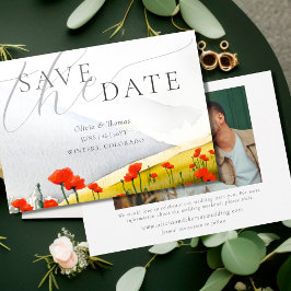 Blumenberge Mohnhochzeit Foto Save the Date Einladung