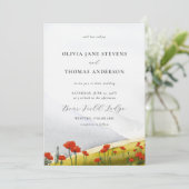 Blumenberge Wildblume Poppies Hochzeiten Einladung (Stehend Vorderseite)