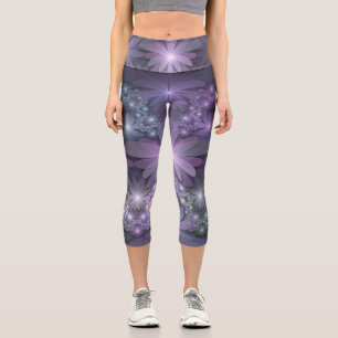 Blumenbett-Trendige glänzende abstrakte Fraktalkun Capri Leggings