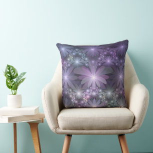 Blumenbett-Trendy-glänzende-abstracte-Fraktal-Kuns Kissen