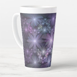 Blumenbett-Trendy-glänzende-abstracte-Fraktal-Kuns Milchtasse