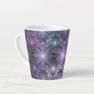 Blumenbett-Trendy-glänzende-abstracte-Fraktal-Kuns Milchtasse