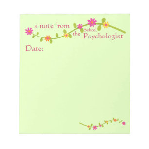 Blumenbeweis des Psychologen der Schule Notizblock
