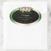 Blumenbezeichnungen Aquamarine Marmor- und Schwarz Ovaler Aufkleber (Tasche)