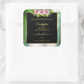 Blumenbezeichnungen Aquamarine Marmor- und Schwarz Quadratischer Aufkleber (Tasche)