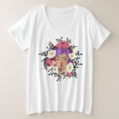 Blumenbezug auf dem Lavendelhaar Große Größe T-Shirt (Design vorne)